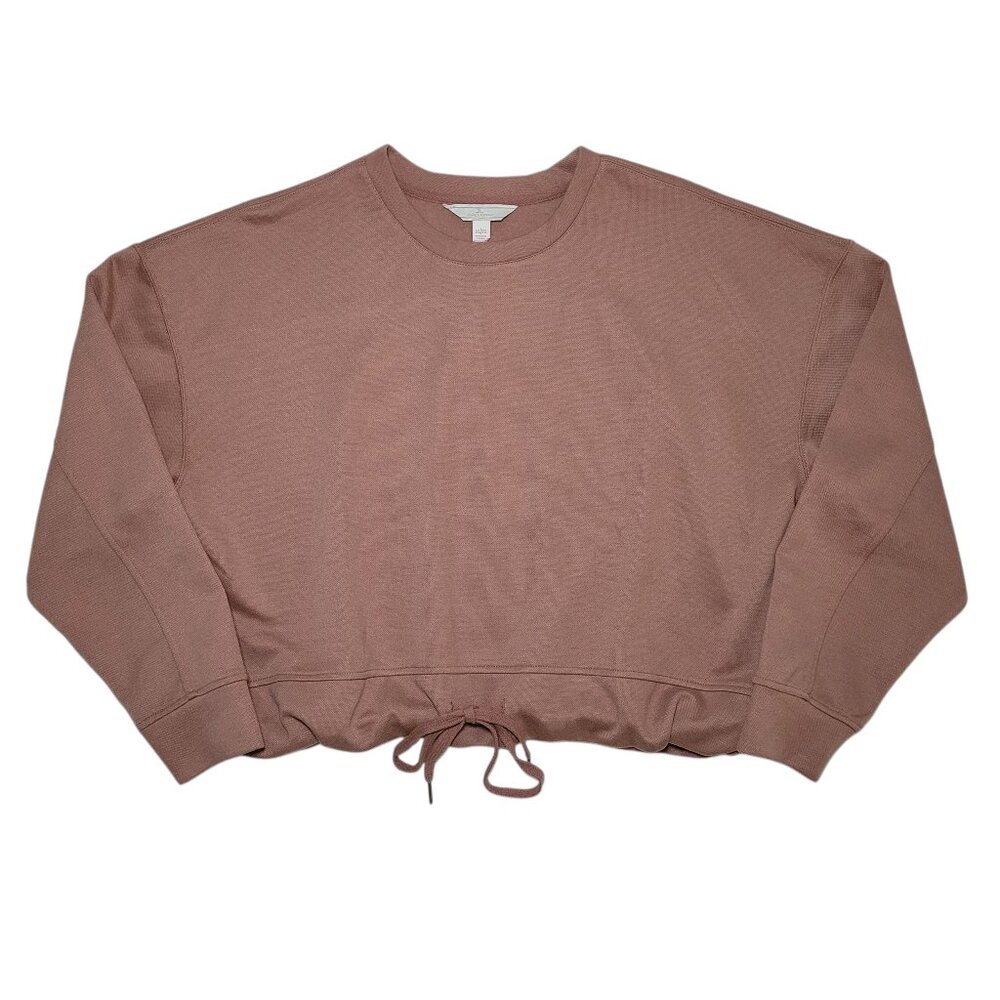 Jules & Leopold Boxy Cropped Crewneck Sweatshirt Drawstring Hem Brown Womens XL